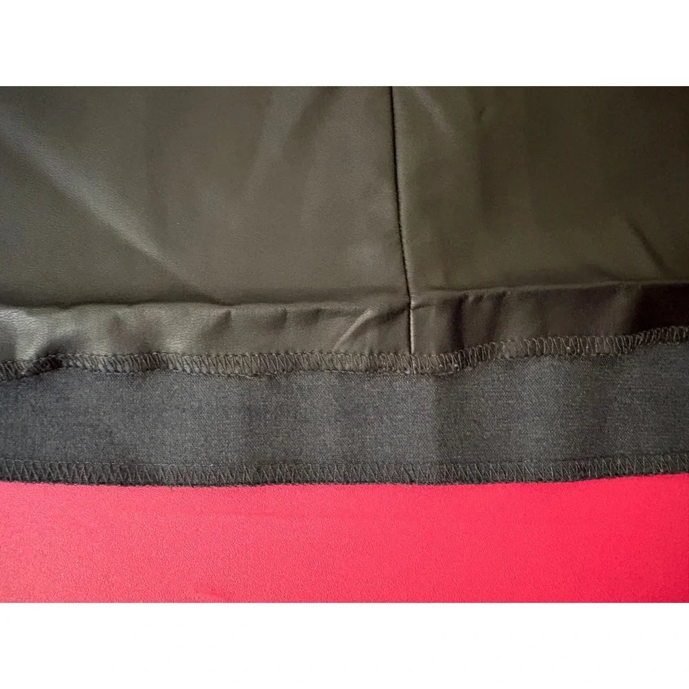 BANANA REPUBLIC Black Faux Leather Puff Sleeve Blouse Sz M Edgy Sleek Minimalist